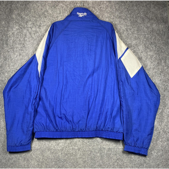 VINTAGE Reebok Track Suit Mens XL Blue White Nylon Windbreaker 2 Piece 90s - Picture 6 of 15